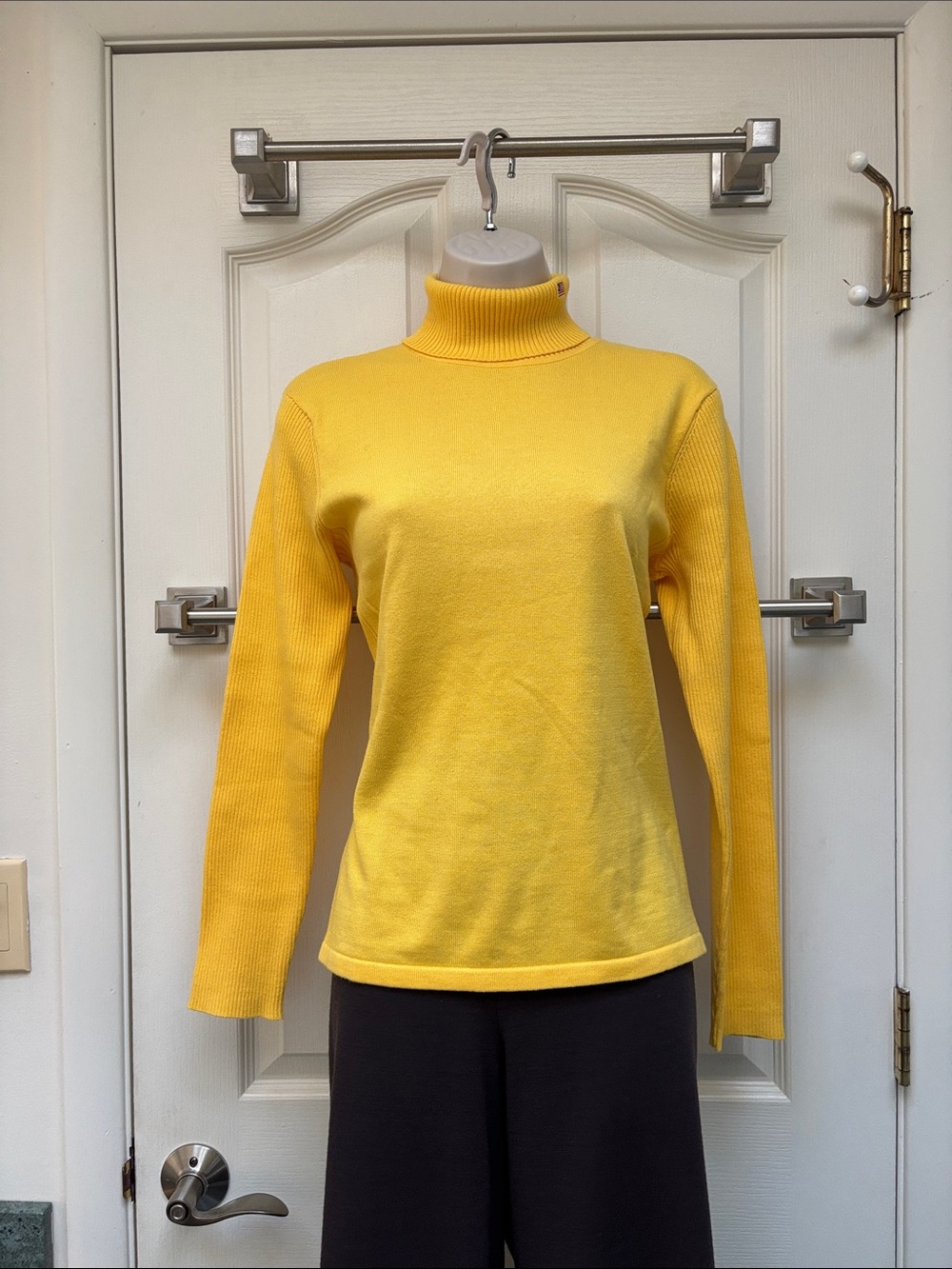 vintage Polo Jeans Co. Ralph Lauren yellow high-neck cotton knit sweater.